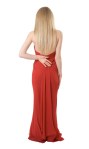 Back of the slim girl in a evening dress